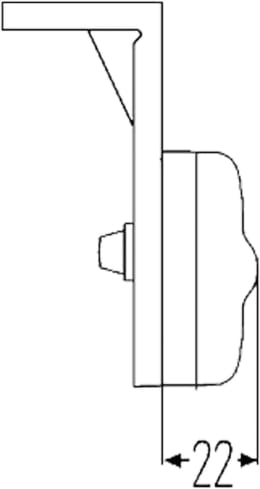 Technische Zeichnung: Hella® LED-Seitenmarkierungsleuchte links/rechts, gelb, rechteckig, 24 V