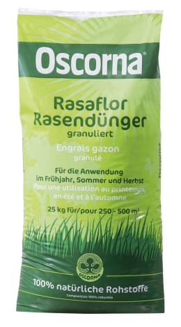 Produktbild: Oscorna® Rasaflor NPK 8+4+5 Rasendünger für Frühjahr, Sommer und Herbst