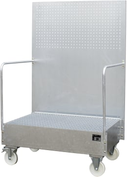 Produktbild: BAUER® SÜDLOHN Auffangwanne LPW 200-2, für 2 x 200 l Fässer, verzinkt, fahrbar, mit Gitterrost