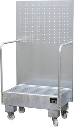 Produktbild: BAUER® SÜDLOHN Auffangwanne LPW-60-2, für 2 x 60 l Fässer, verzinkt, fahrbar, mit Gitterrost