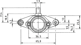 Technische Zeichnung: Lichtmaschinenregler Bosch EL 14,1 V, 4C, Ø 28 mm 14,0 – 14,4 V, Ø 28 mm, Regelung negativ