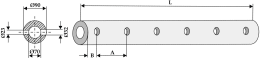 Technische Zeichnung: Industriehof® Zinkenträgerrohr 70 x 90 mm für Frontladerzinken, verstärkt