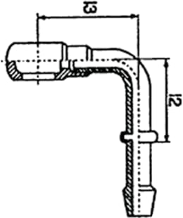 Technische Zeichnung: Rohrbogen RB-hoch mit Ringstück hoch, 90 °