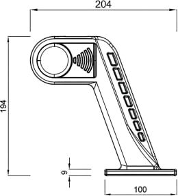 Technische Zeichnung: Herth + Buss LED-Positionsleuchtensatz BDS-2 links/rechts, 204 x 194 x 57 mm, 12 – 24 V
