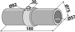 Technische Zeichnung: Industriehof® Lagerwelle für Lagerung mit Vierkantwelle 36 x 36/38 x 38/40 x 40 mm, 75