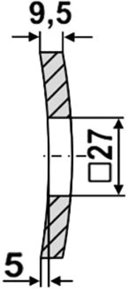 Technische Zeichnung: Industriehof® Vorschweißring gewölbt, für Vierkantwelle 26 x 26 mm