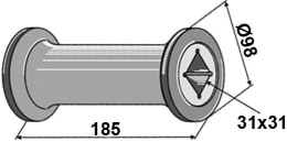 Technische Zeichnung: Industriehof® Zwischenstück, Länge 185 mm, Ø außen 98 mm, für universal 28 x 28/30 x 30