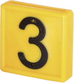 Produktbild: KERBL Halsbandnummer Ziffer 3, Kunststoff gelb für Halsmarkierungsbänder bis 4 cm Breite, 1 St. 208483