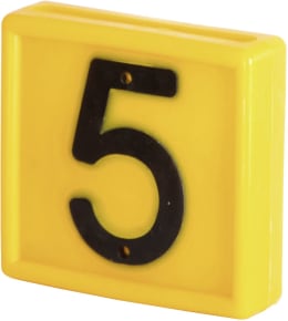 Produktbild: KERBL Halsbandnummer Ziffer 5, Kunststoff gelb für Halsmarkierungsbänder bis 4 cm Breite, 1 St. 208485