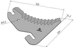 Technische Zeichnung: MWS Messer 350 x 220 x 5 mm für Presse Welger