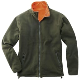Produktbild: Scheibler Fleece-Wendejacke Willow in Oliv mit orangefarbenem Innenfutter