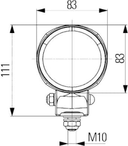 Technische Zeichnung: Hella® Arbeitsscheinwerfer Modul 70 H3, 12 – 24 V, für flood – großflächige, nahe Ausleuchtung