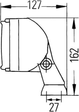 Technische Zeichnung: Hella® Arbeitsscheinwerfer Double-Beam FF, 12 – 24 V, für flood – großflächige, nahe Ausleuchtung
