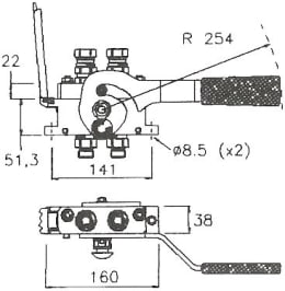 Technische Zeichnung: Faster® Stecker MST-PB 2P, 2-fach 1/2 IG BSP, DN 10, für Multikupplung, Loshälfte