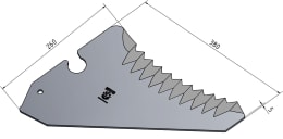 Technische Zeichnung: MWS Ladewagenmesser 380 x 260 x 5 mm, für Ladewagen Krone