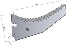 Technische Zeichnung: MWS Ladewagenmesser 460 x 246 x 5 mm, für Ladewagen Krone