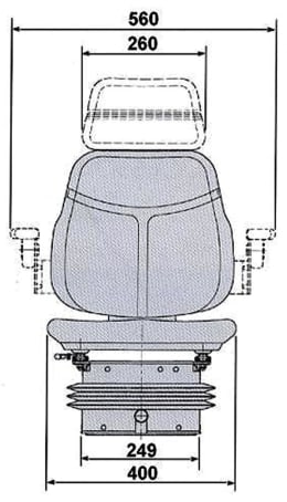 Technische Zeichnung: Traktorsitz Compact Star L, luftgefedert, PVC/Stoff