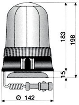 Technische Zeichnung: Rundumleuchte RUK 761/771, orange, 12 V, 24 V, Magnethaftung
