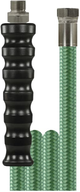 Produktbild: Hochdruckschlauch grün mit Metallanschlüssen, 3/8" Außengewinde und Innengewinde mit Dichtkegel