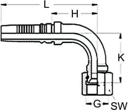 Technische Zeichnung: Dichtkegelnippel DKJ-S (J.I.C.) 90 °, zöllig, UNF-UN, Aussenkung 74°, Ausreißsicherung Interlock