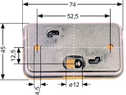 Technische Zeichnung: Jokon Seitenmarkierungsleuchte SMLR130 quadratisch, links/rechts, 74 x 45 x 22,5 mm, waagerecht