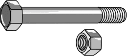 Technische Zeichnung: Industriehof® Sechskantschraube M 14 x 1,5 x 105 - 10.9 mit Sicherungsmutter für Bomford, Müthing