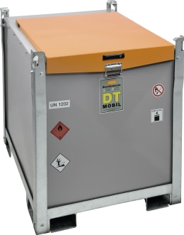 Produktbild: Mobile Cemo Dieseltankanlage DT-Mobil Pro mit orangem Deckel und Stahlrahmen, 980 Liter