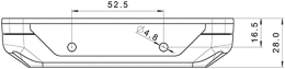 Technische Zeichnung: LED-Warnblinkleuchte oval, weiß, 132,7 x 28,2/35,4 x 28,0 mm, 12 – 36 V