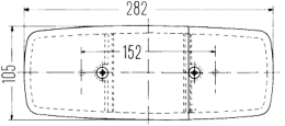 Technische Zeichnung: Hella® Schlussleuchte links/rechts 282 x 105 x 76 mm, Schluss-, Brems-, Blinklicht