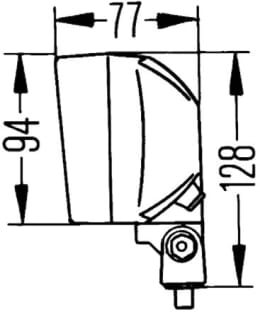 Technische Zeichnung: Hella® Arbeitsscheinwerfer Picador 6876 FF, 12 – 24 V, für flood – großflächige, nahe Ausleuchtung