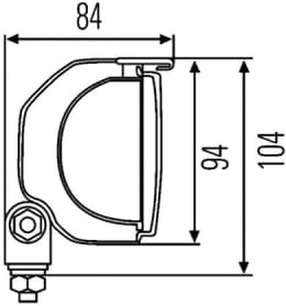 Technische Zeichnung: Hella® Arbeitsscheinwerfer Picador 8522 FF, 12 – 24 V, für flood – großflächige, nahe Ausleuchtung
