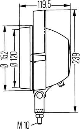 Technische Zeichnung: Hella® Arbeitsscheinwerfer Torero 5760, 12 – 24 V, für wide – kleinflächige, weite Ausleuchtung