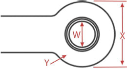 Technische Zeichnung: Walterscheid Zugöse ZO74054-40D-6, Ø Öse 40 mm, mit 6-Loch-Flansch 100 x 110 mm