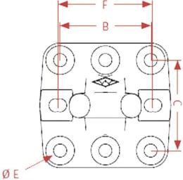 Technische Zeichnung: Walterscheid Zugöse Zo5145, Ø Öse 50 mm, mit 8-Loch-Flansch 145 x 145 mm