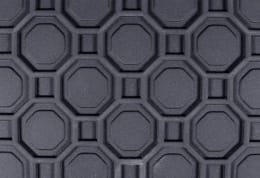 Produktbild: Fußmatte Gummi schwarz mit geometrischem Profil aus Achtecken und Quadraten