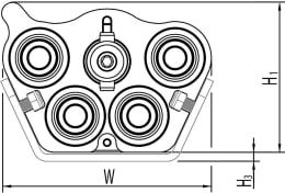 Technische Zeichnung: Cejn® Multikupplung Multi-X Quattro 10 geräteseitig