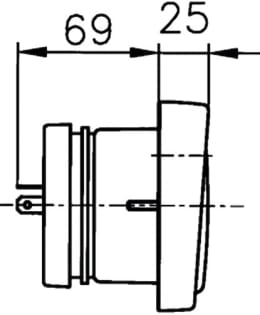 Technische Zeichnung: Hella® Hauptscheinwerfer links/rechts, Halogen H4, 12 V, 182 x 102 x 94 mm, quadratisch