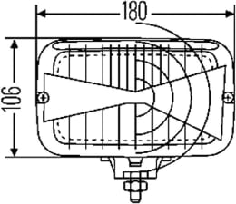 Technische Zeichnung: Hella® Hauptscheinwerfer links/rechts, Halogen H4, T4W, 12 V, quadratisch