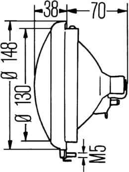 Technische Zeichnung: Hella® Hauptscheinwerfer links/rechts, S2, T4W, 12 V, rund