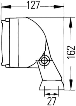 Technische Zeichnung: Hella® Arbeitsscheinwerfer Double-Beam FF, 12 – 24 V, für wide – kleinflächige, weite Ausleuchtung