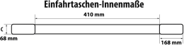 Technische Zeichnung: Schneeschild mit Stapleraufnahme, Einfahrtaschen-Innenmaße 410 mm, Gummischürfleiste