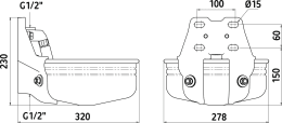 Technische Zeichnung: KERBL Tränkebecken E21, 5 l, 270 x 230 x 300 mm