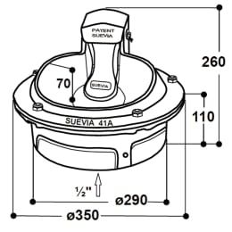 Technische Zeichnung: Suevia Tränkebecken Mod. 41A, beheizbar 24 V/80 W