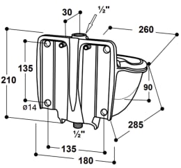 Technische Zeichnung: Suevia Tränkebecken Mod. 46-MS, beheizbar 24 V/80 W