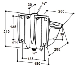 Technische Zeichnung: Suevia Tränkebecken Mod. 46-MS, beheizbar 24 V/80 W