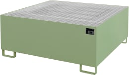 Produktbild: BAUER® SÜDLOHN Auffangwanne AW 1000, für 1 x 1.000 l-IBC, lackiert, resedagrün (RAL 6011), mit Gitterrost