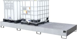 Produktbild: BAUER® SÜDLOHN Auffangwanne AW 1000-3, für 3 x 1.000 l-IBC, feuerverzinkt, mit Gitterrost