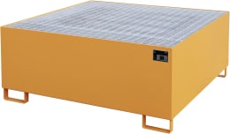 Produktbild: BAUER® SÜDLOHN Auffangwanne AW 1000, für 1 x 1.000 l-IBC, lackiert, gelborange (RAL 2000), mit Gitterrost