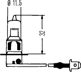 Technische Zeichnung: Hella® Halogenlampe H3, 12 V, 55 W, PK22s