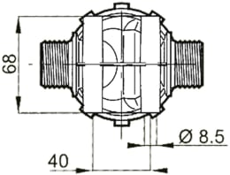 Technische Zeichnung: Agrotop Druckleitungsfilter 322-4 mit Maßangaben, G 1" AG BSP, max. 14 bar